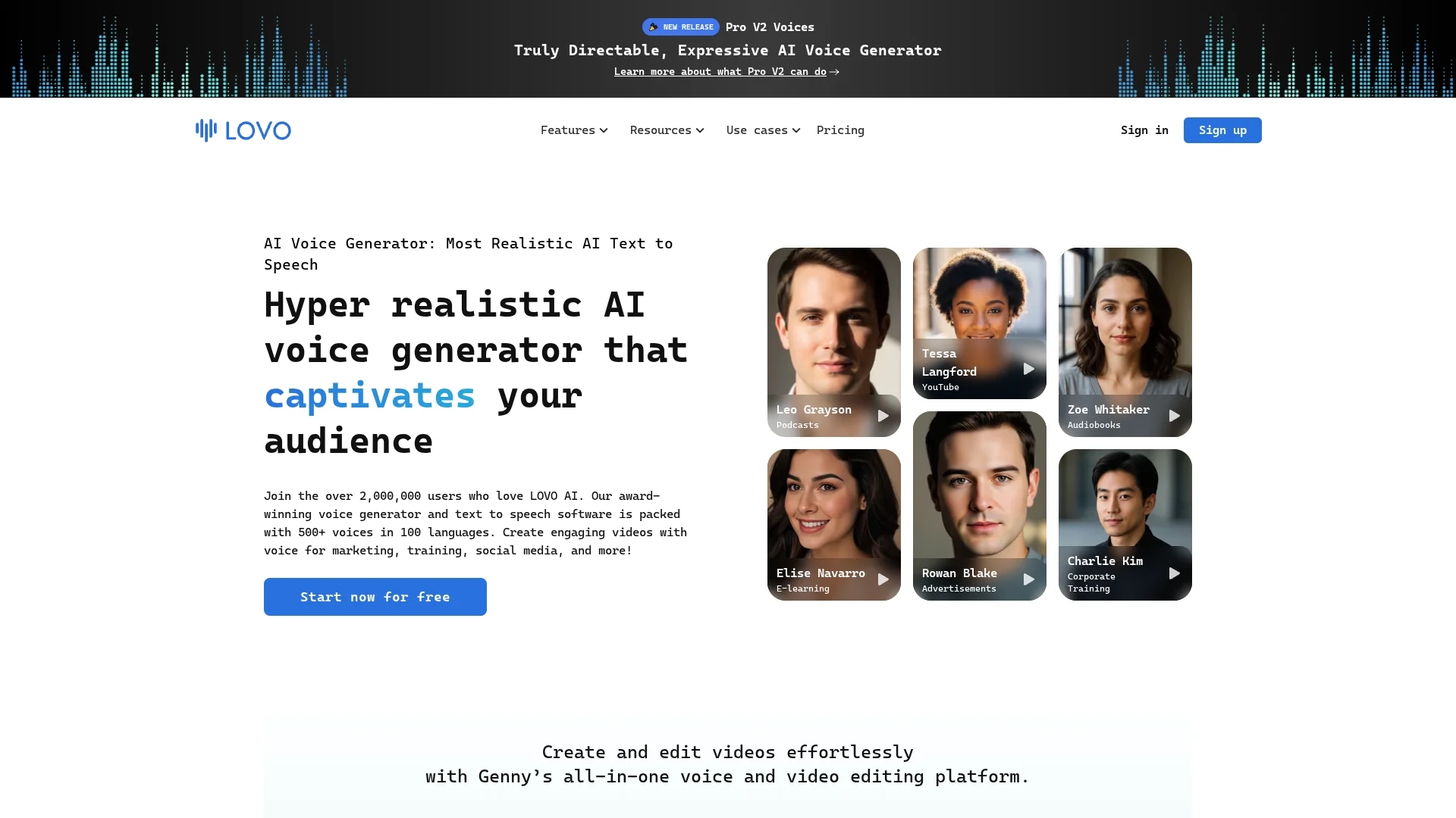 lovo-ai homepage
