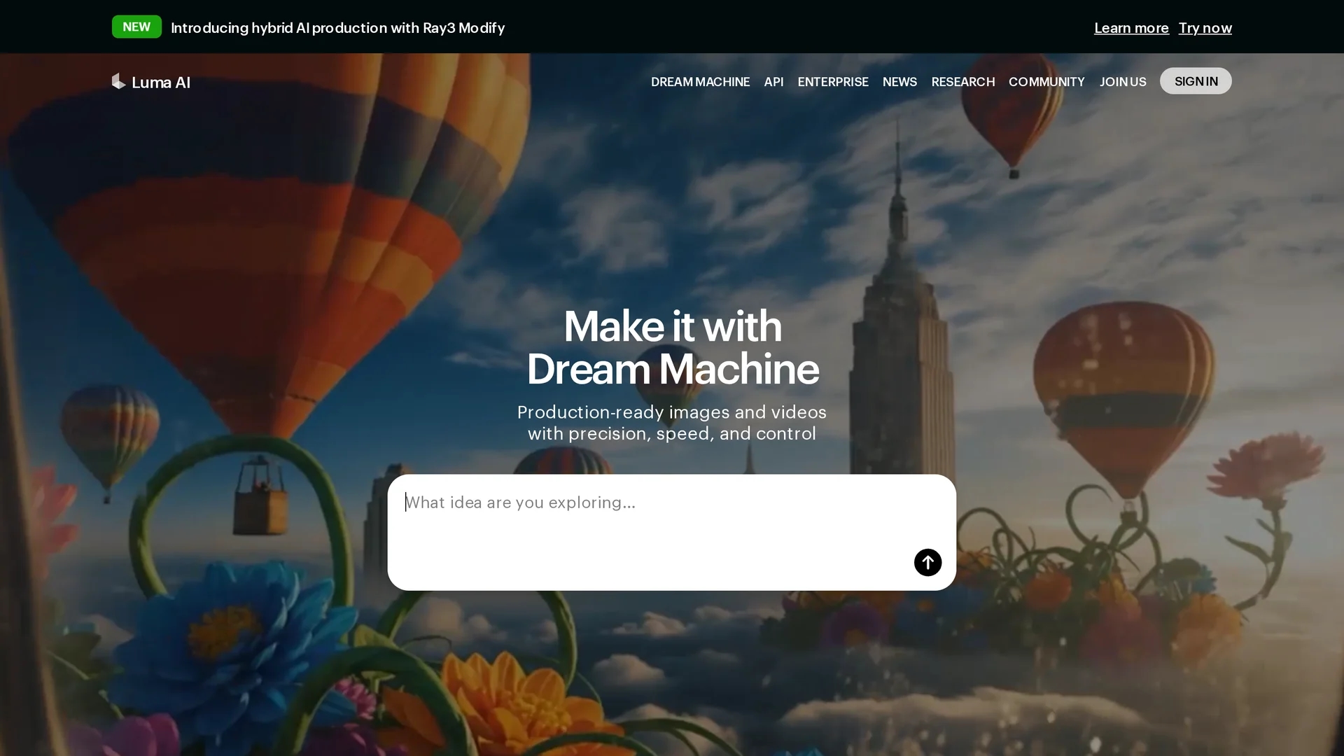 luma-ai homepage