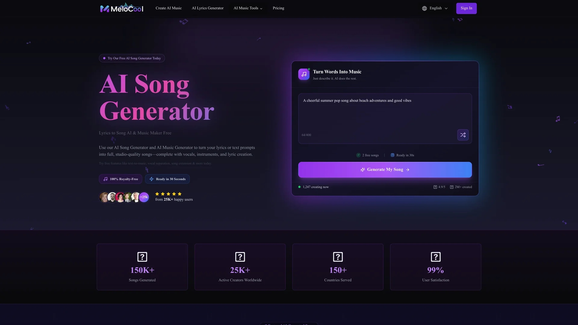 lyricstosongai-com homepage