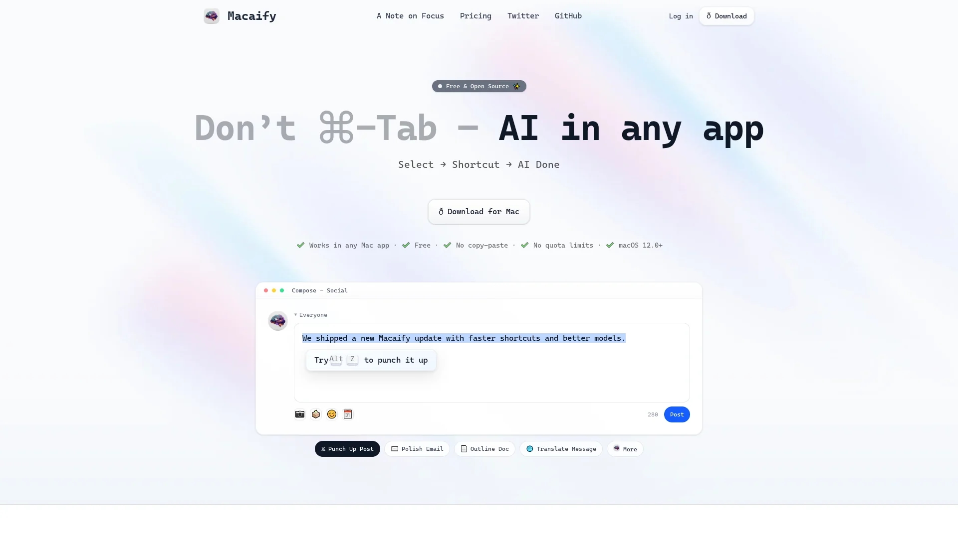 macaify-make-your-mac-ai-fy homepage