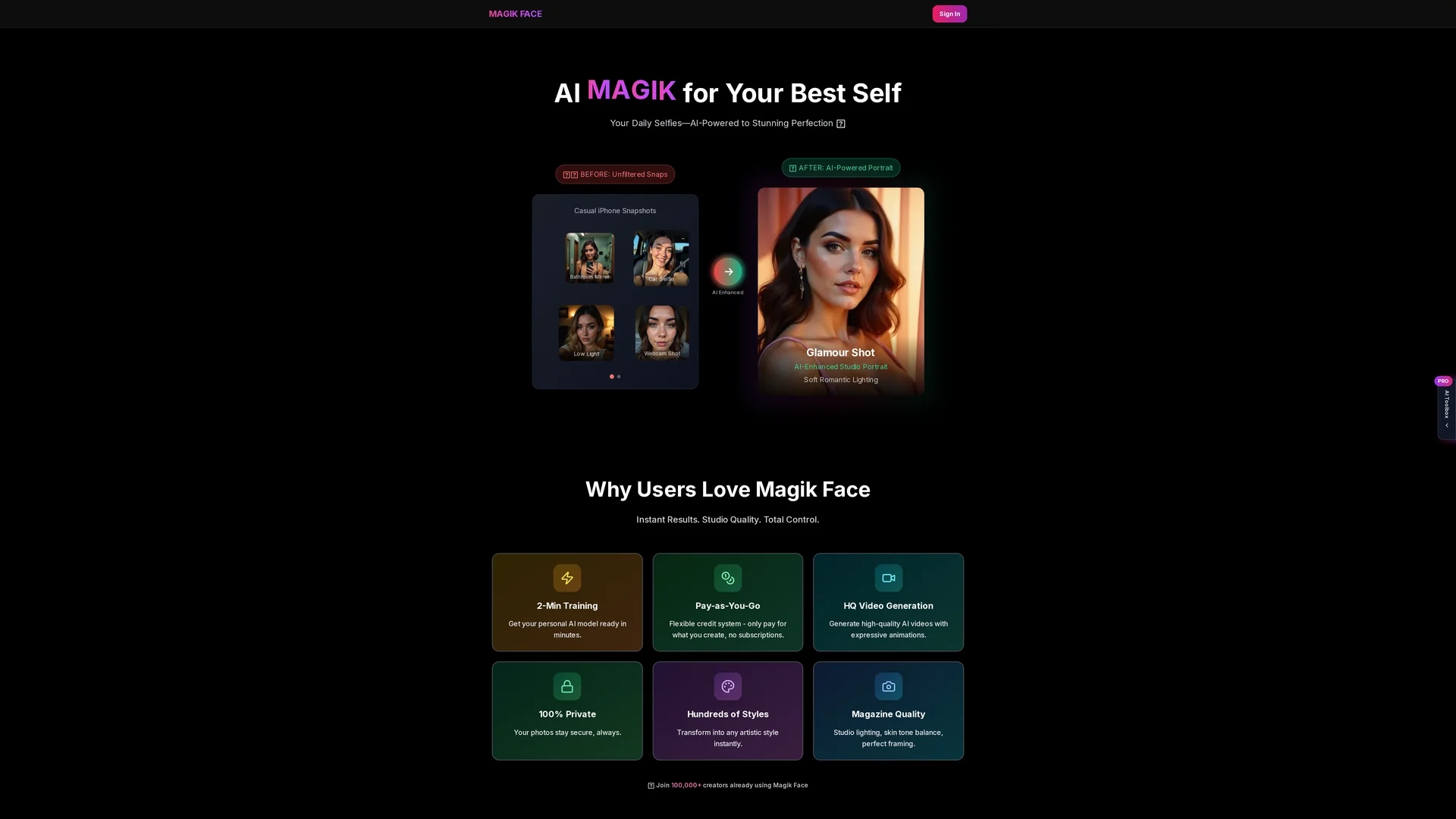 magikface-ai homepage