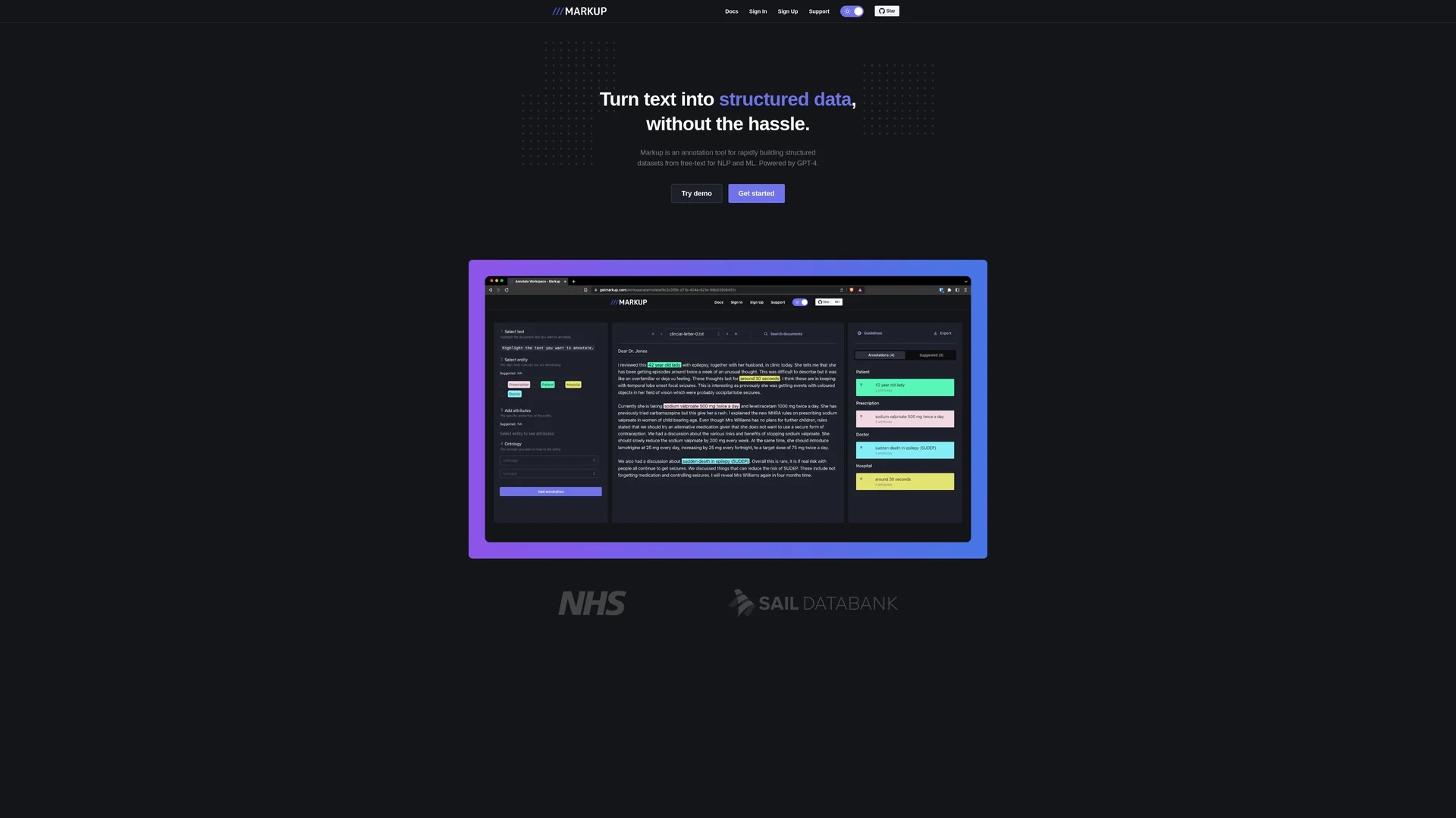 markup-document-annotation homepage