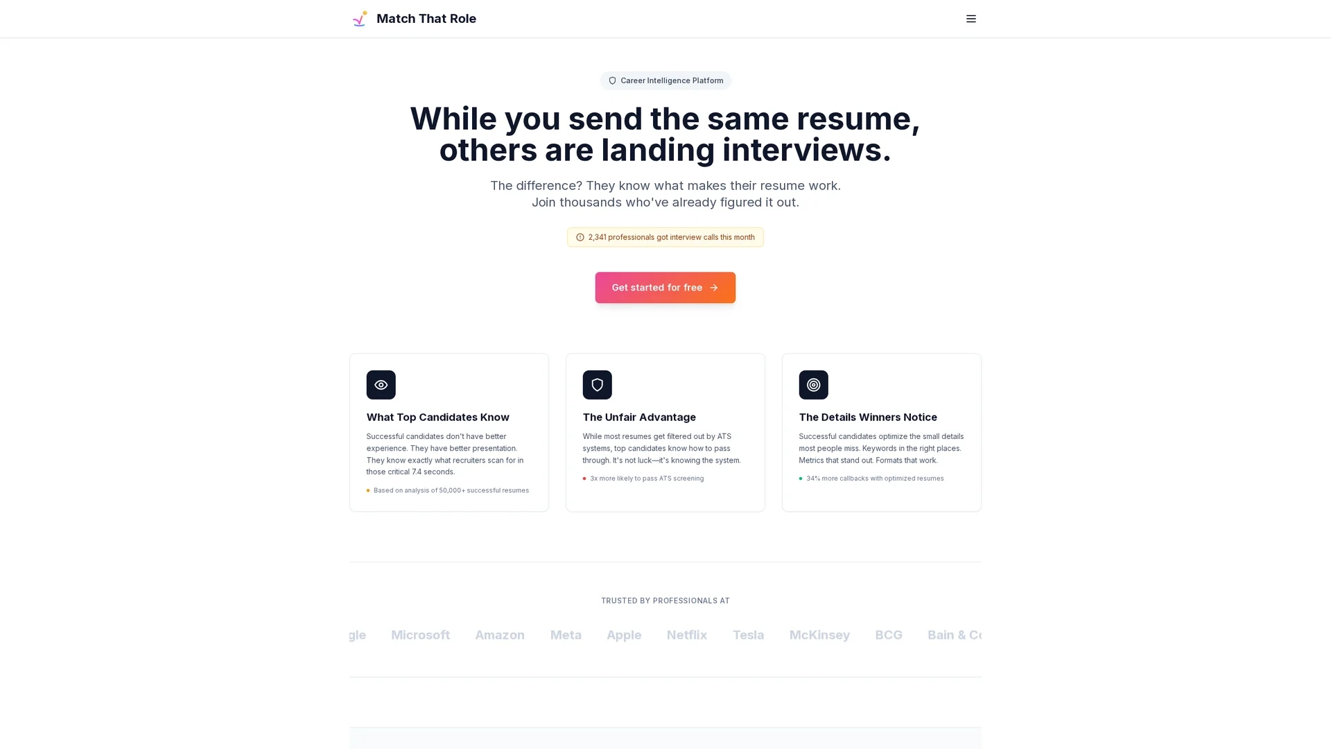 matchthatroleai-com homepage