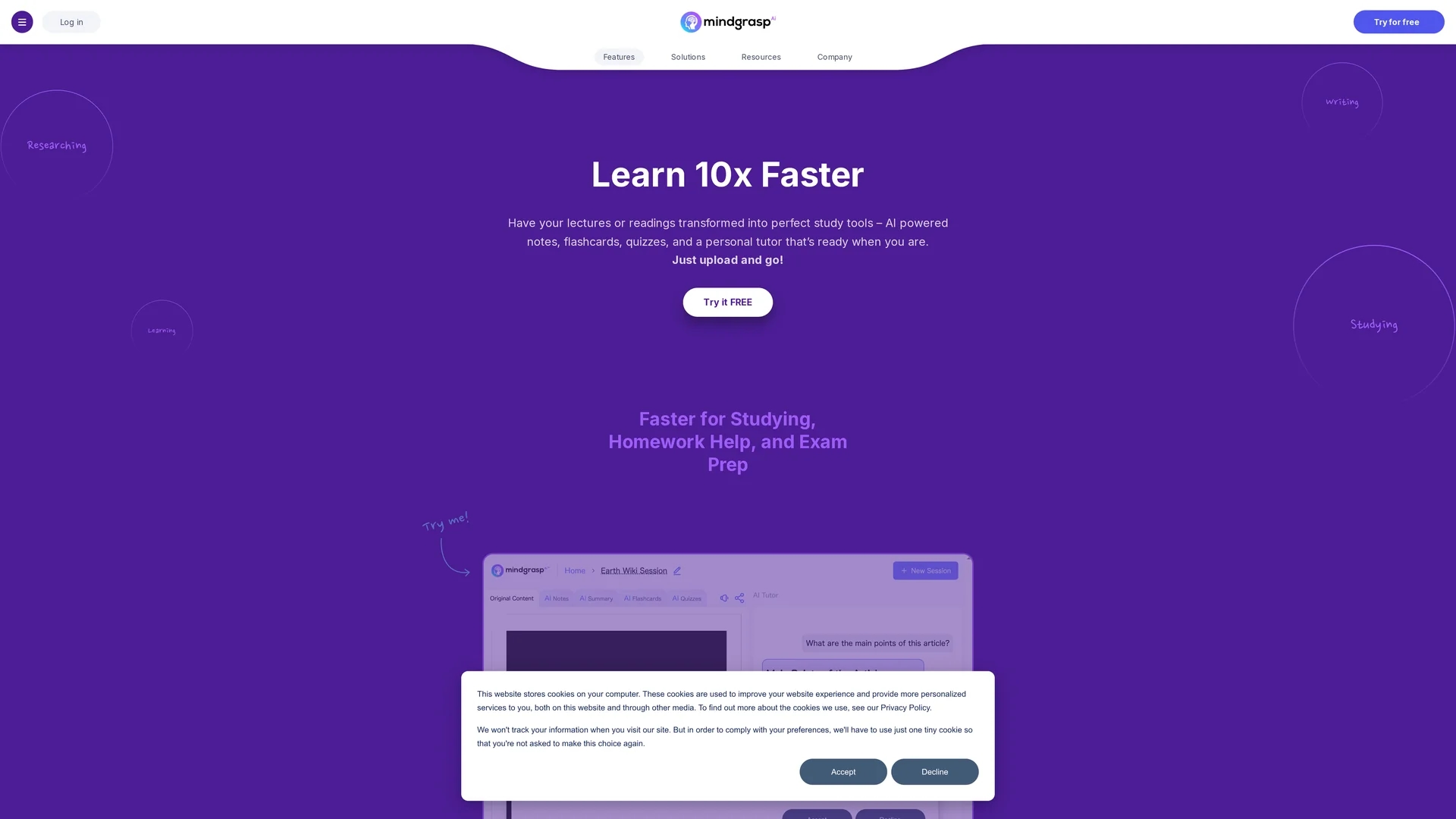 mindgrasp homepage