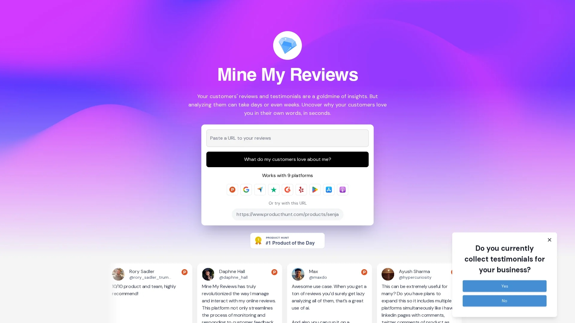 mine-my-reviews homepage