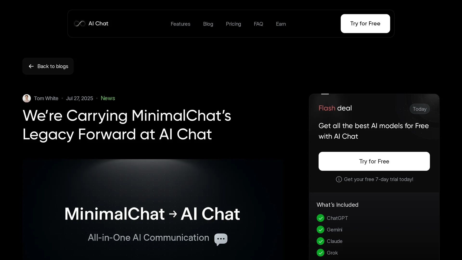 minimalchat homepage