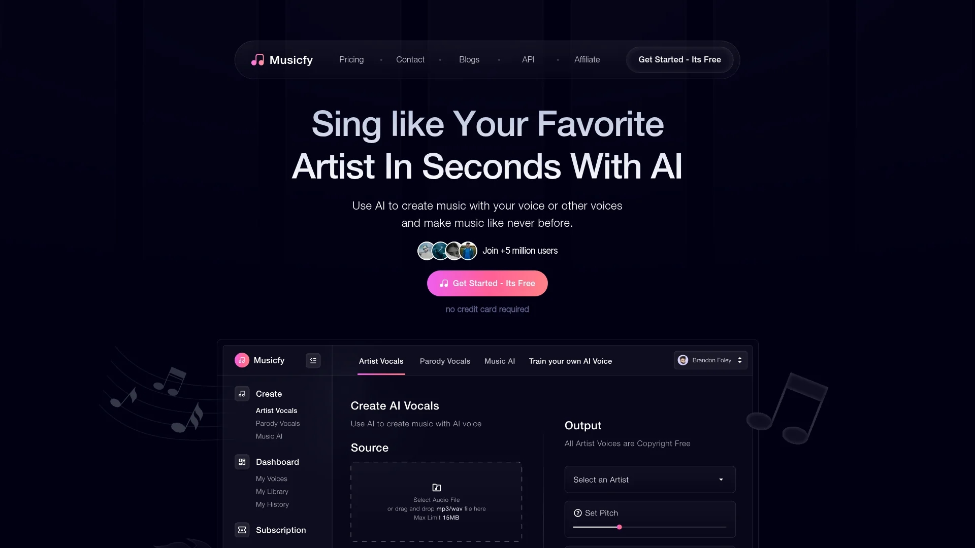 musicfy homepage
