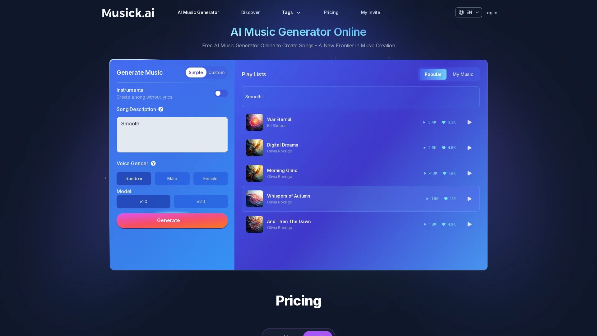 musick-ai homepage