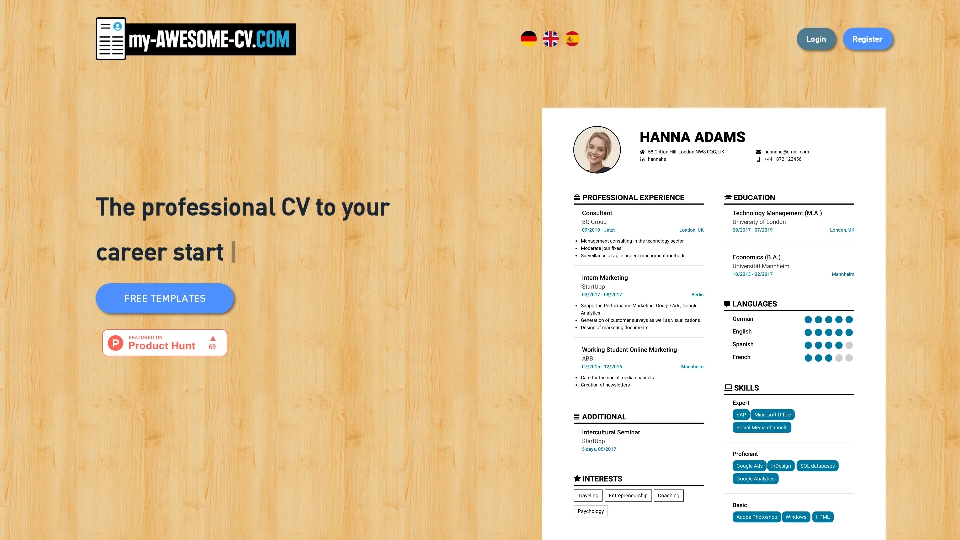 my-awesome-cv homepage