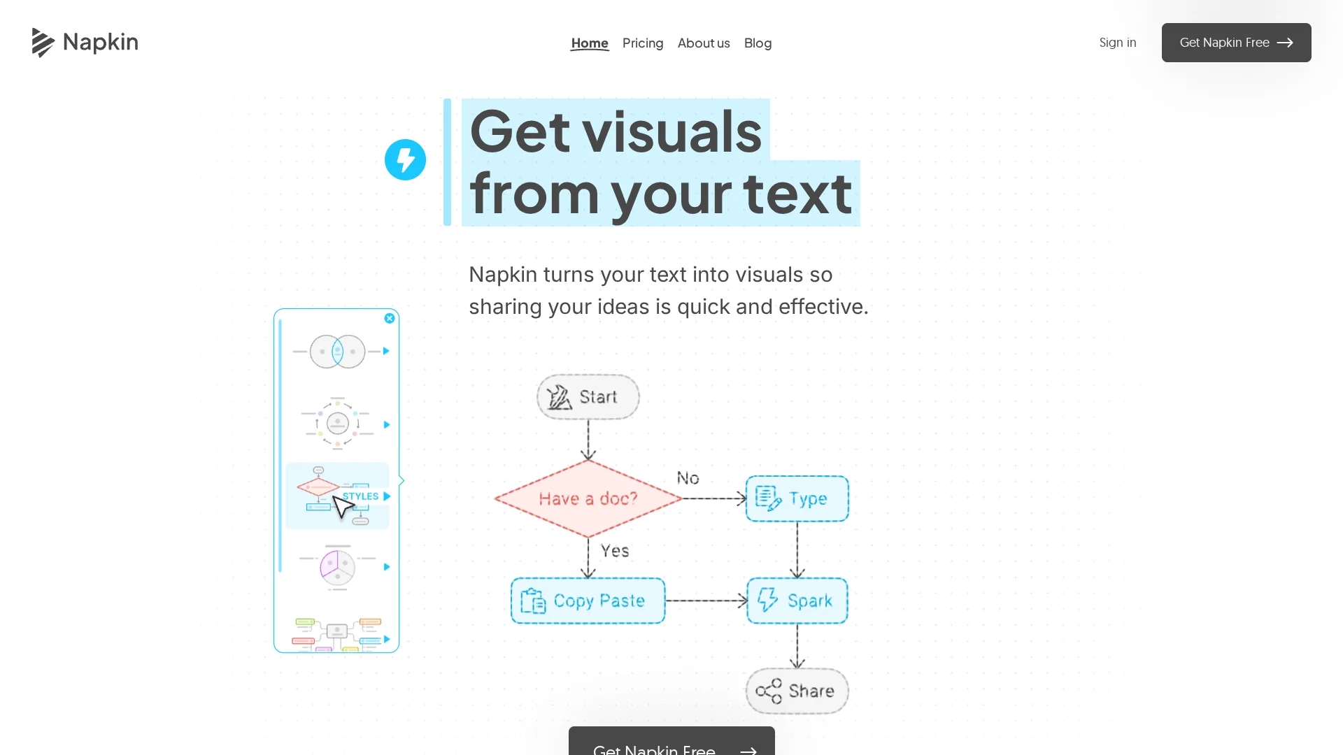napkin-ai homepage