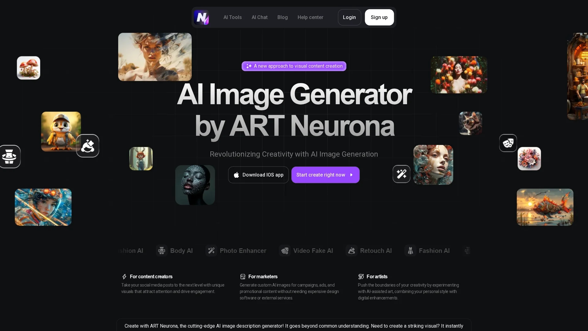neurona-ai-image-creator homepage