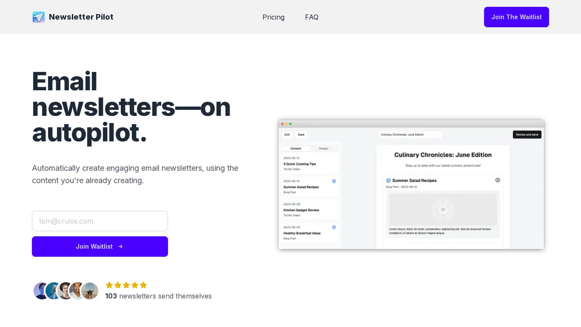 newsletter-pilot homepage