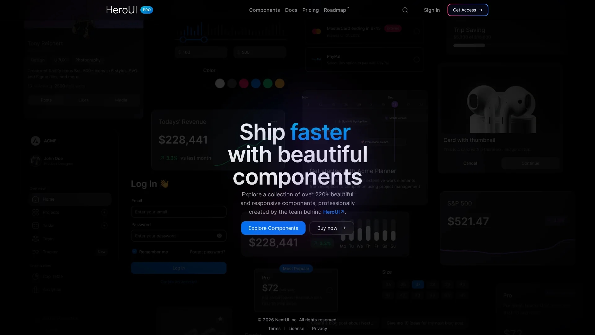 nextui-pro homepage