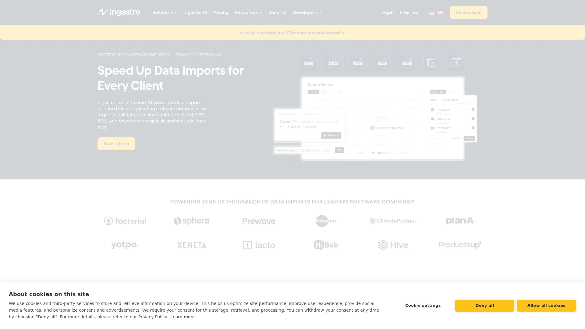 nuvo-no-code-data-pipelines homepage