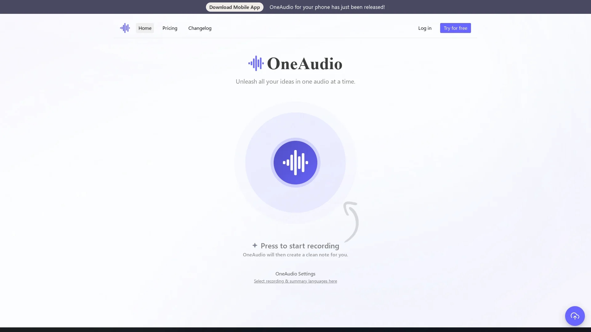 oneaudio-ai homepage