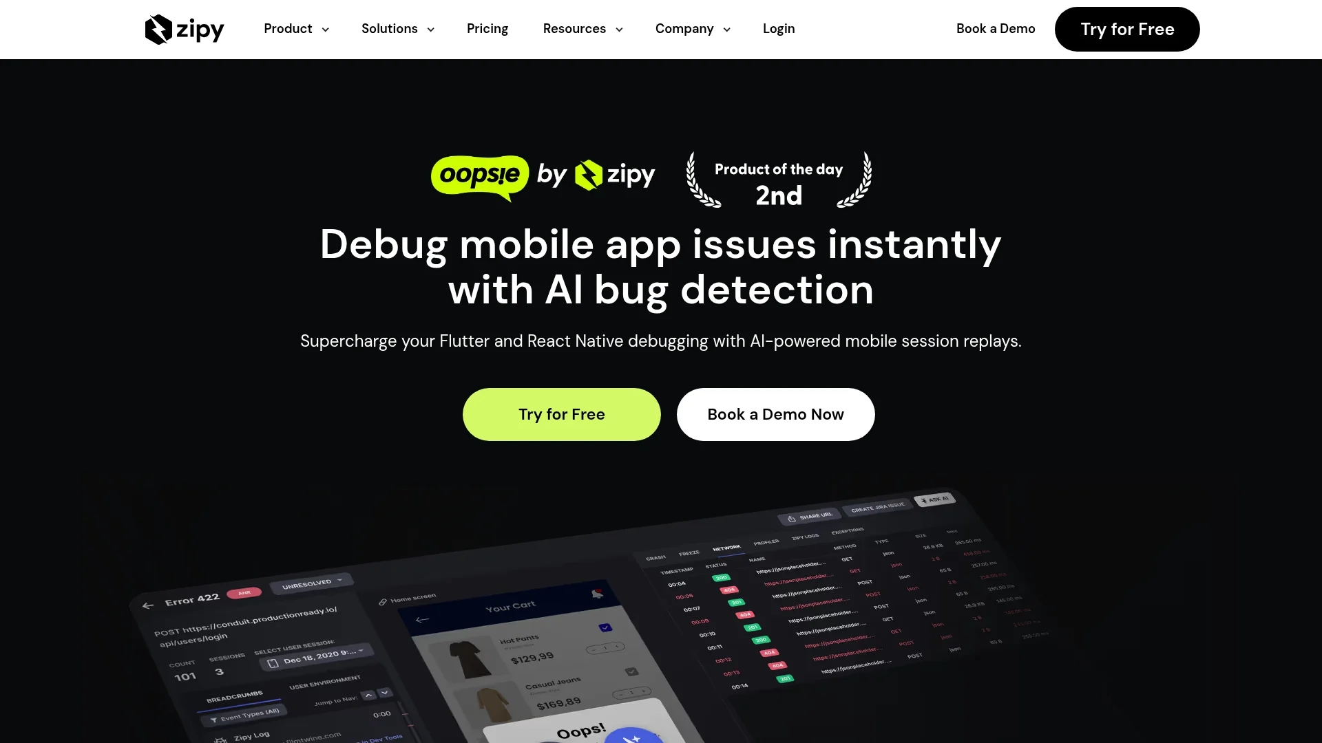 oopsie homepage