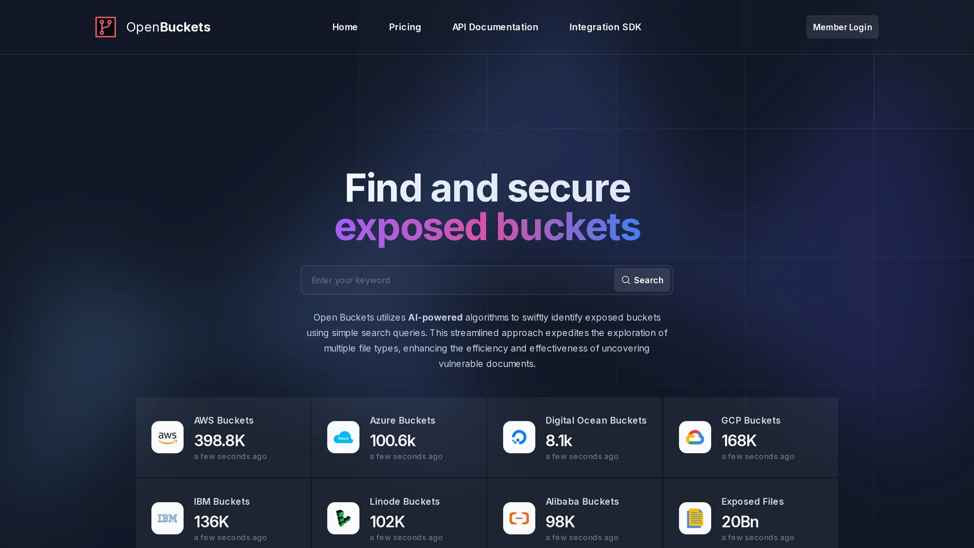 openbuckets homepage