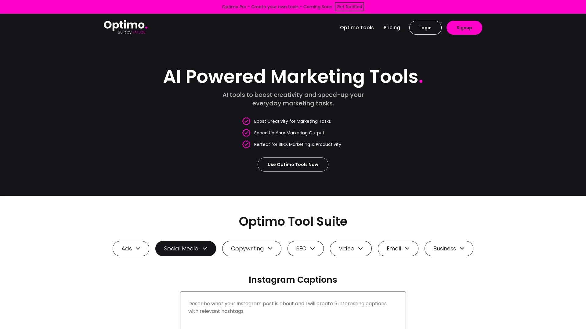 optimo homepage