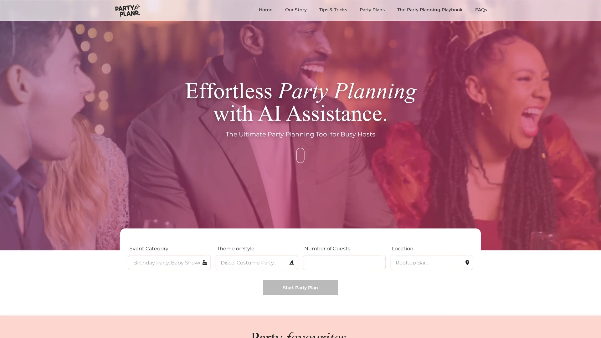 partyplanr homepage
