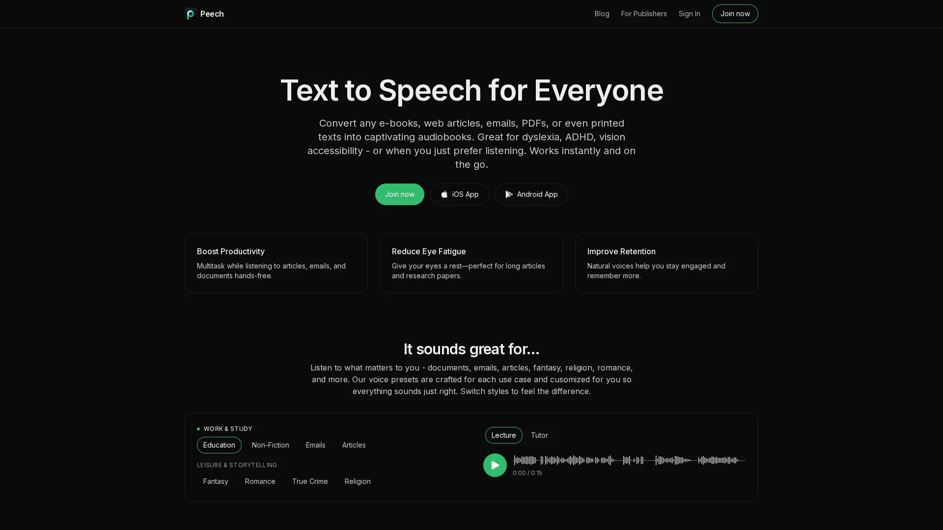 peech homepage