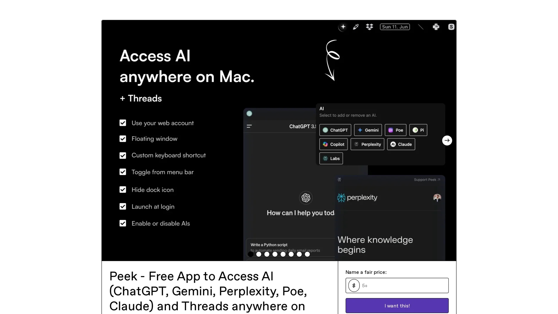 peek-ai homepage