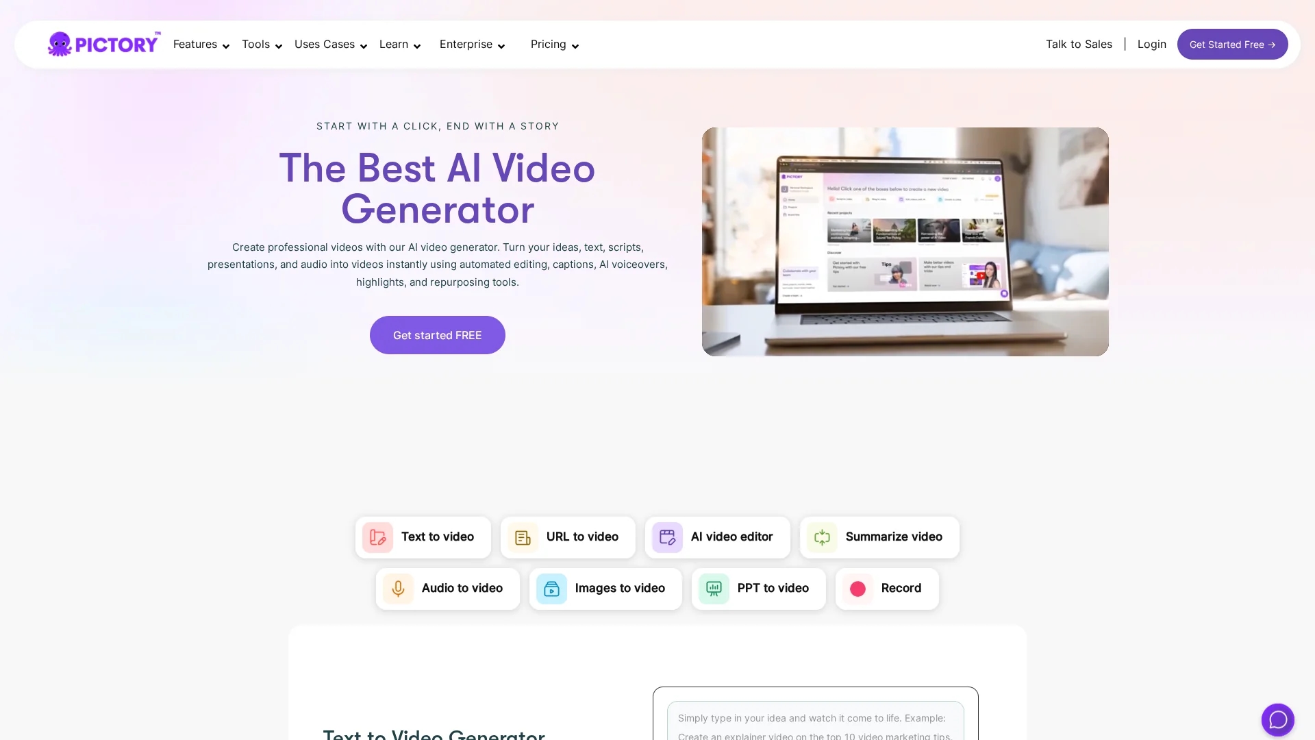 pictory homepage