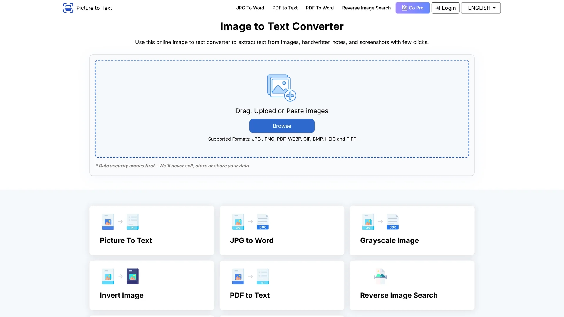 picture-to-text homepage
