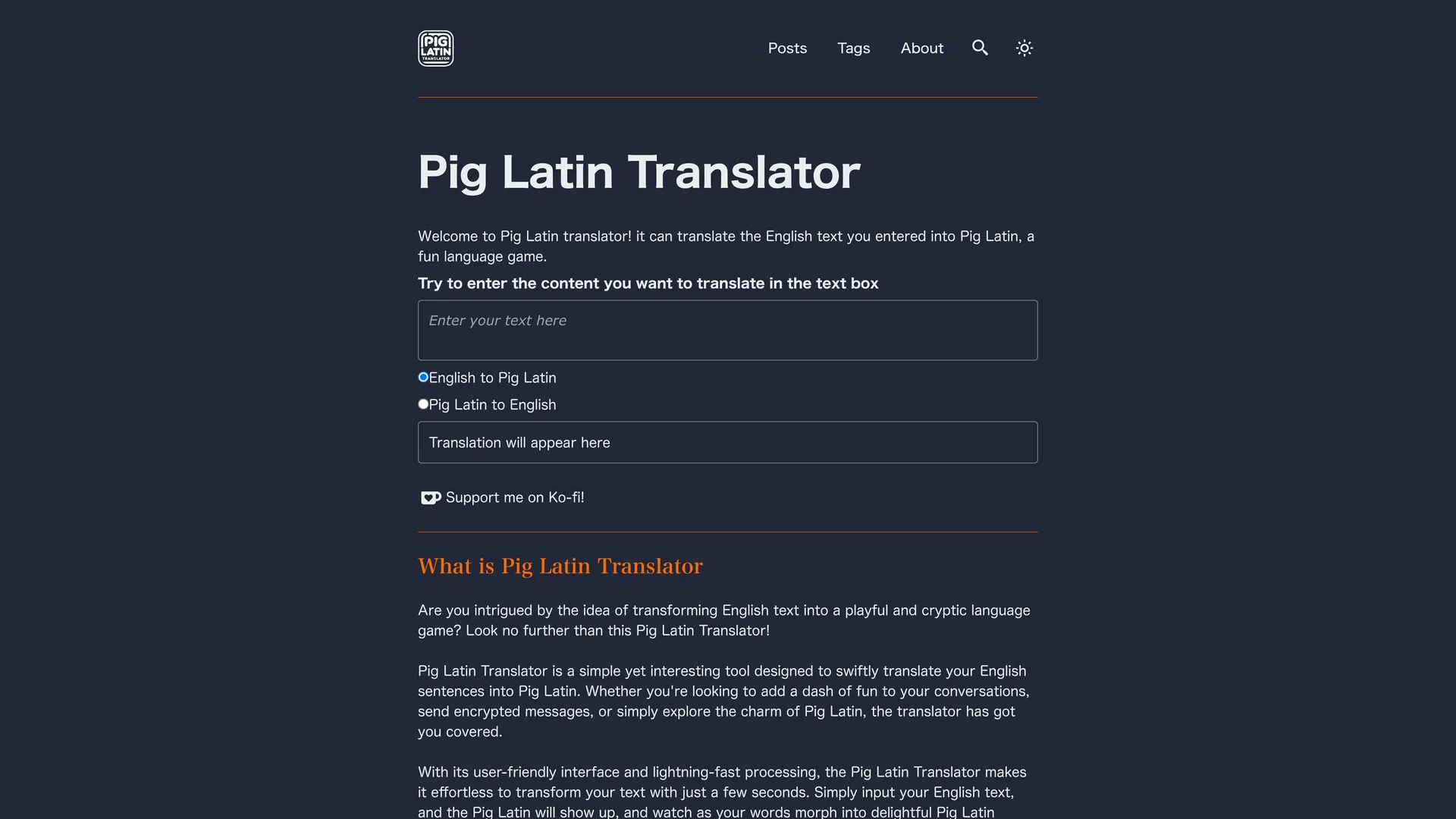 pig-latin-translator homepage
