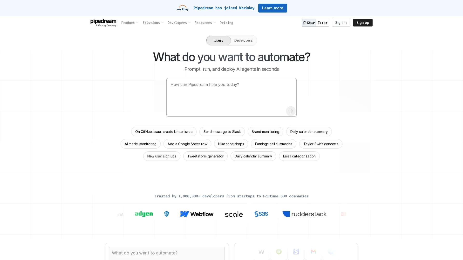 pipedream homepage