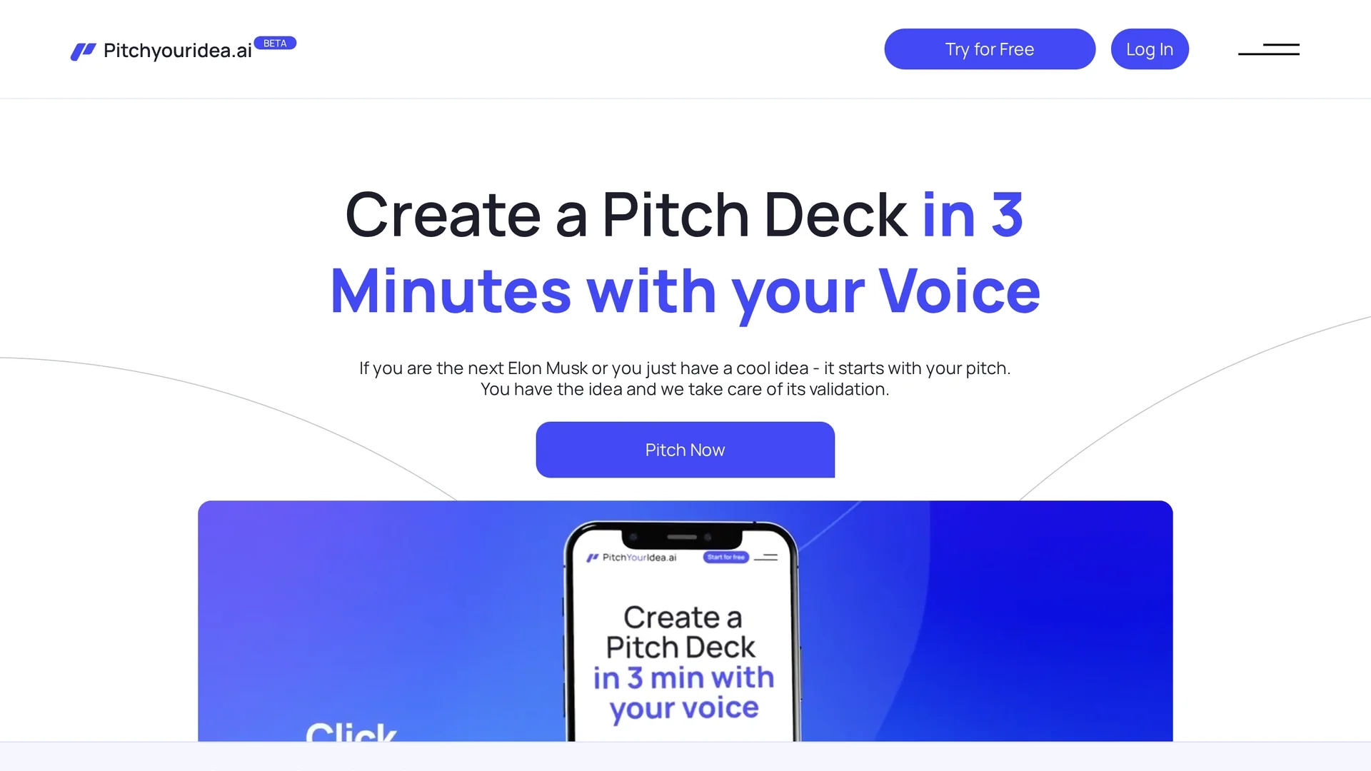 pitchyouridea-ai homepage
