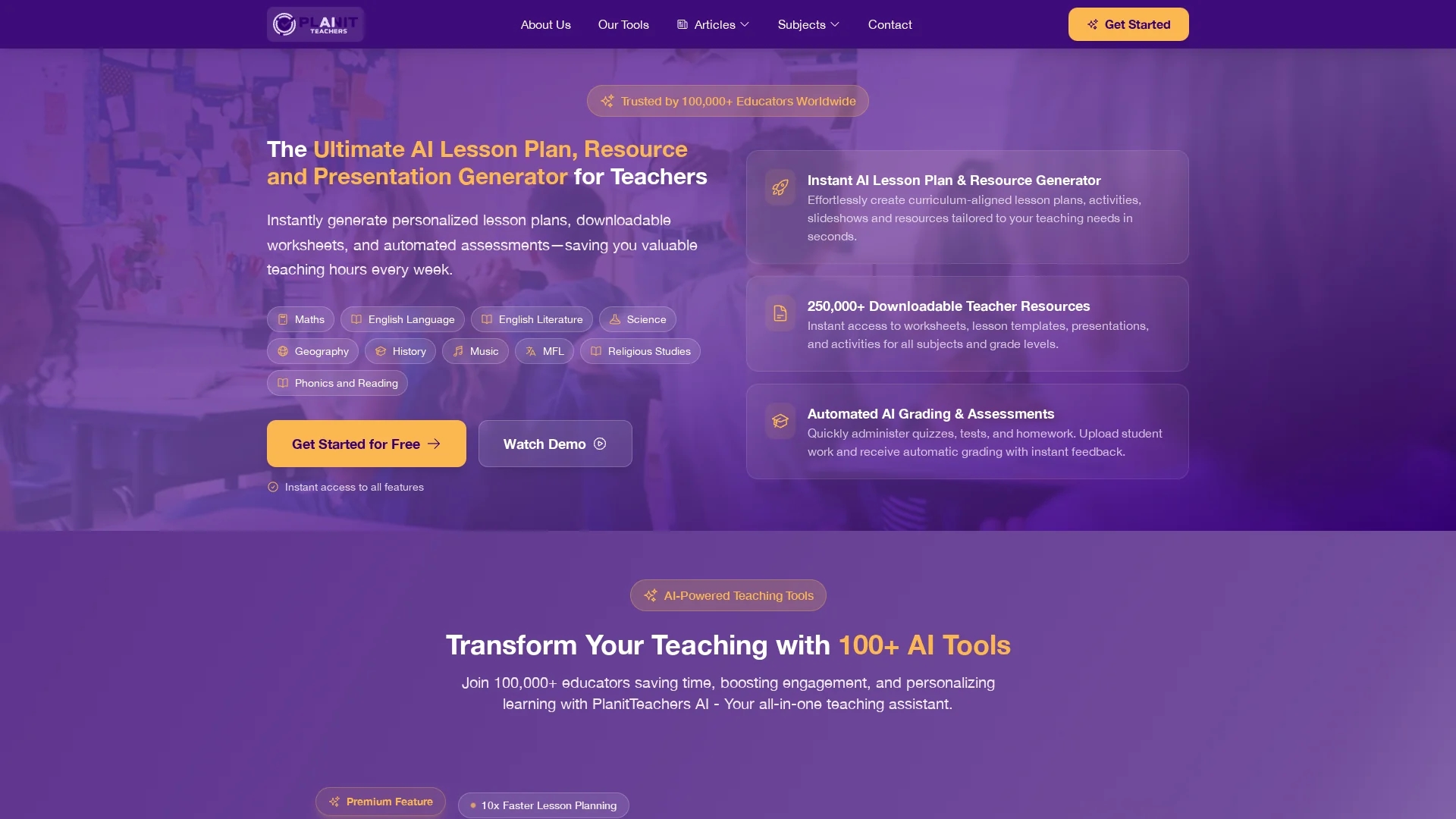 planit-teachers homepage