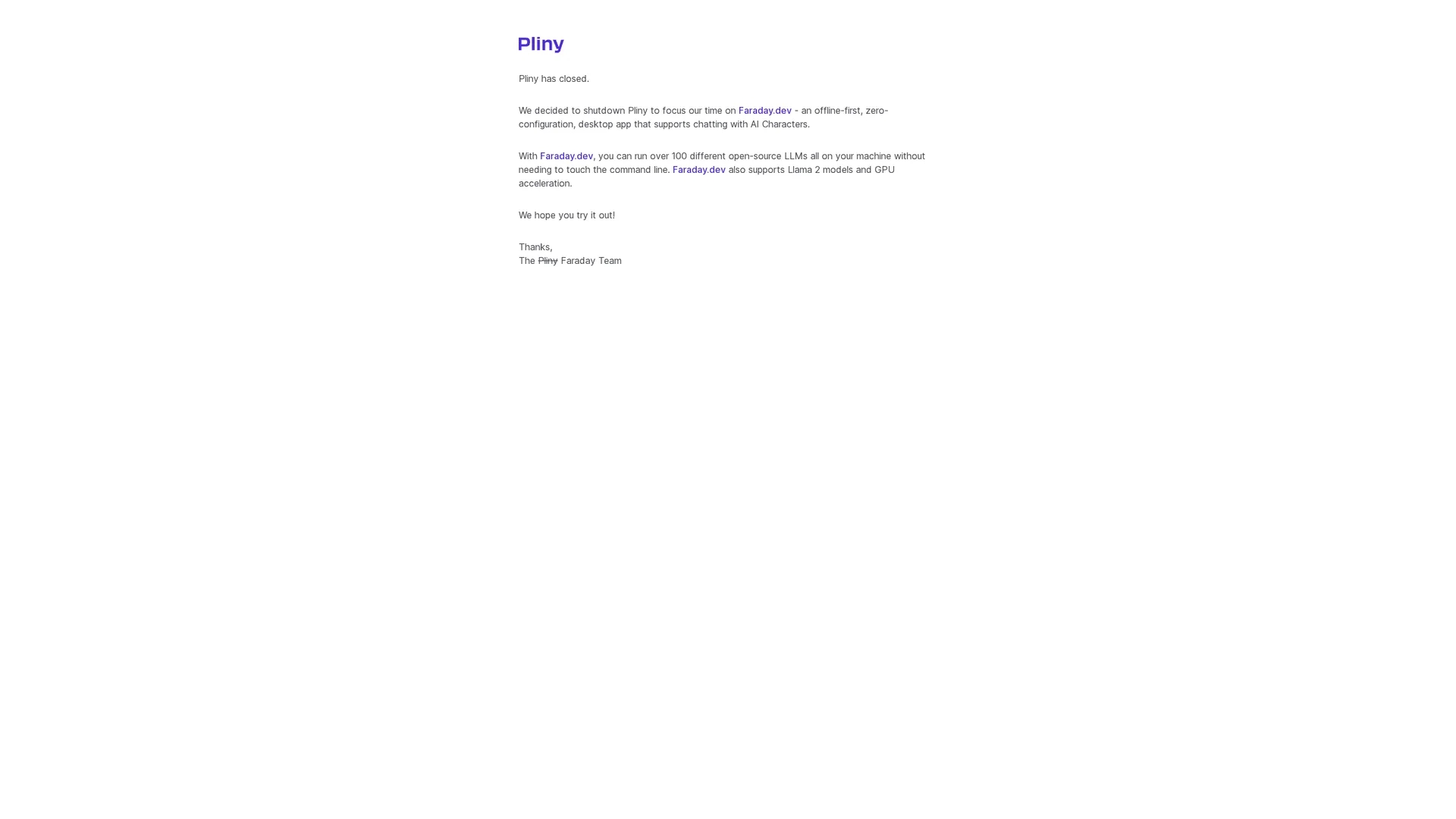 pliny homepage
