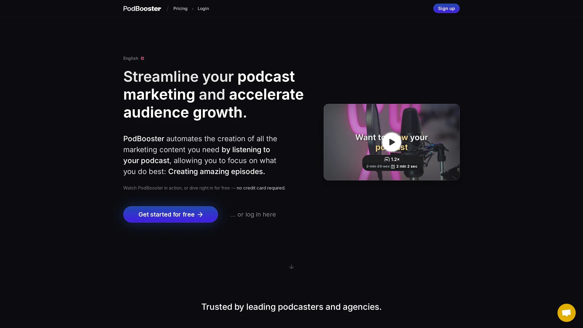 podbooster homepage