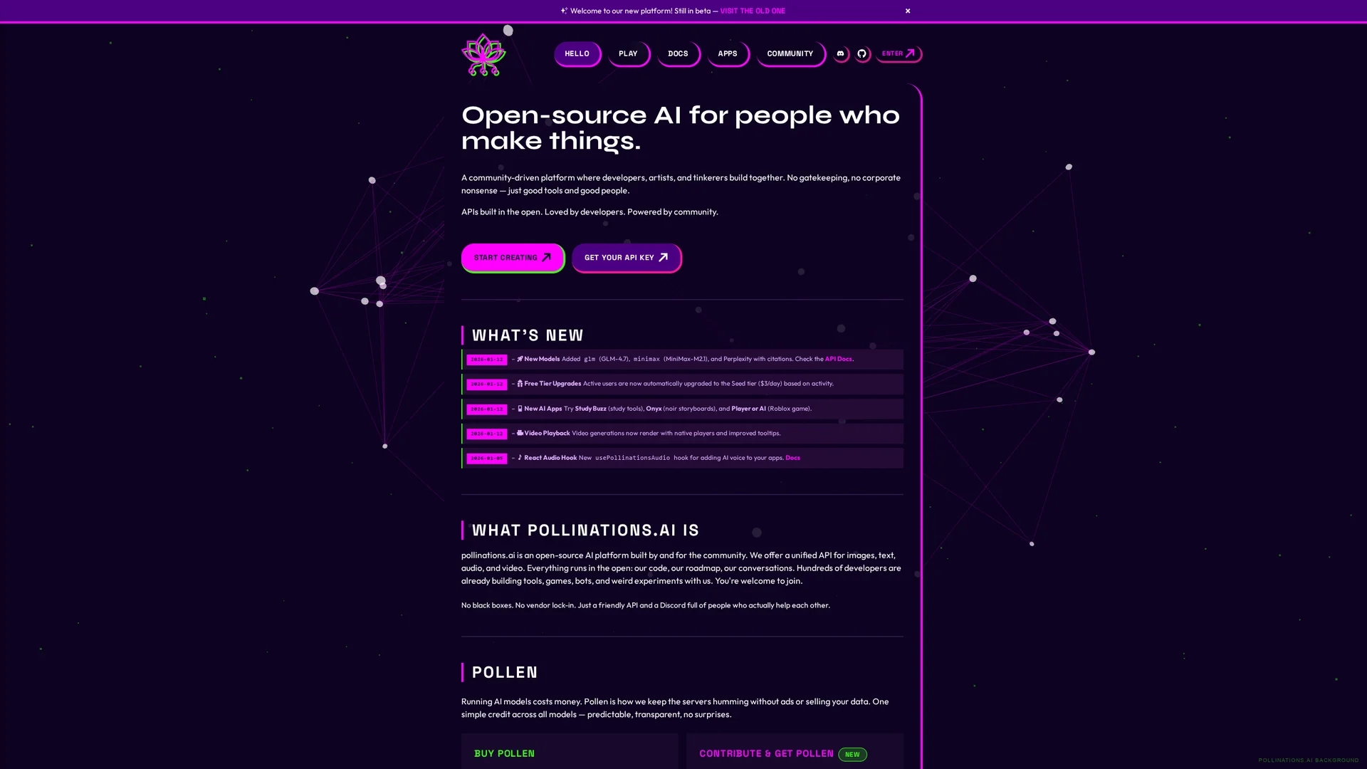 pollinations homepage