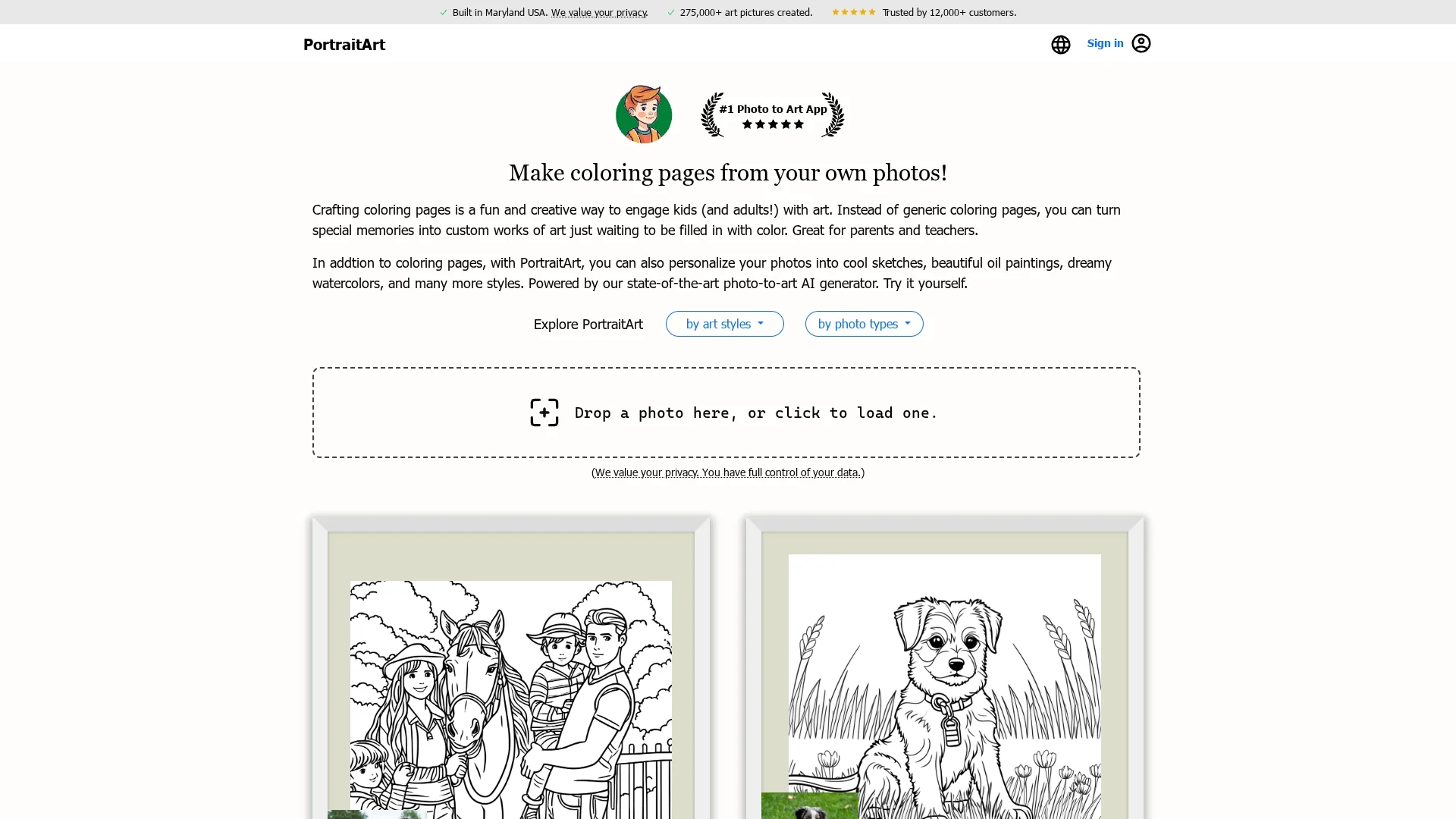 portraitart homepage