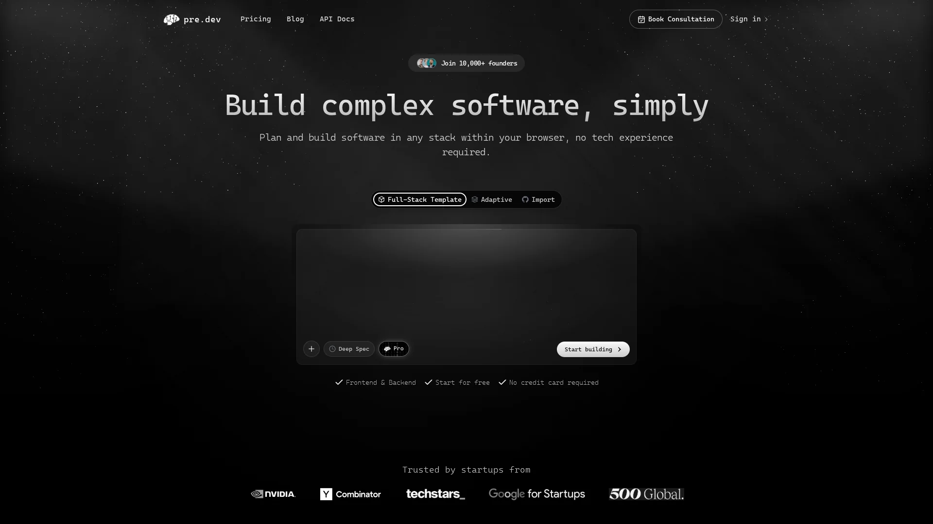 pre-dev homepage