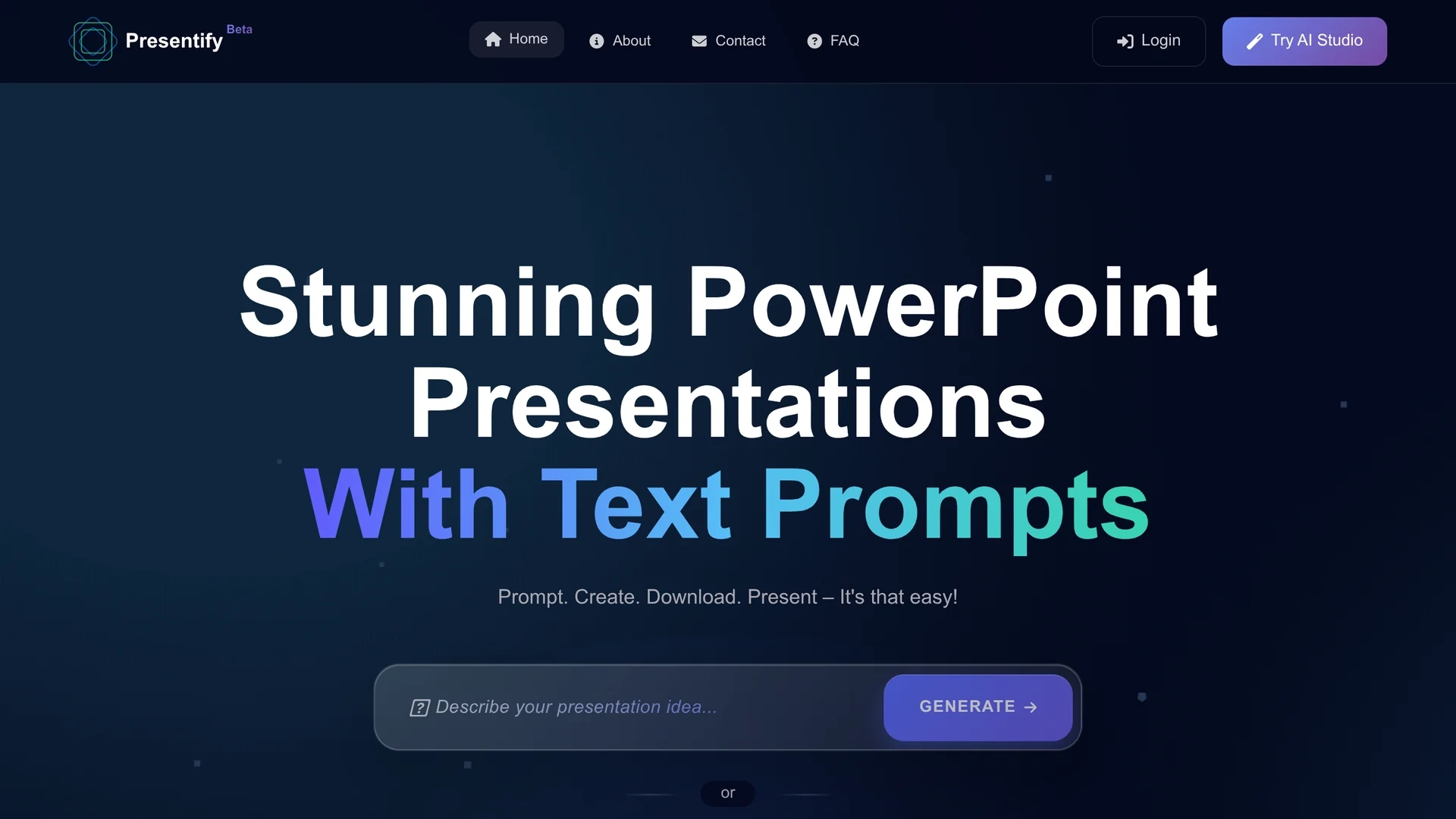 presentify-ai homepage