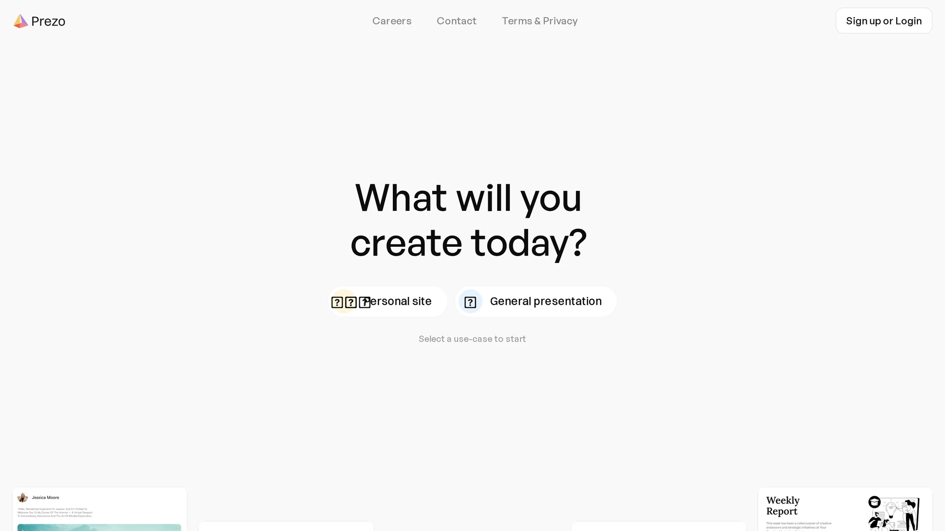 prezo homepage