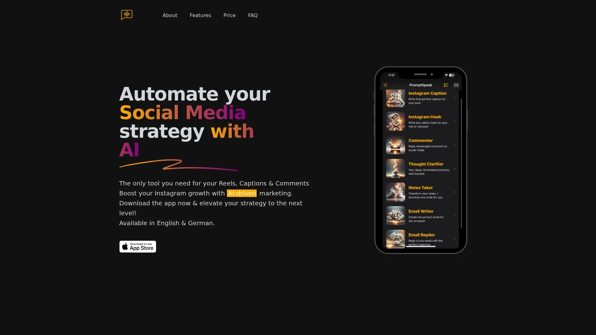 prompt-speak homepage