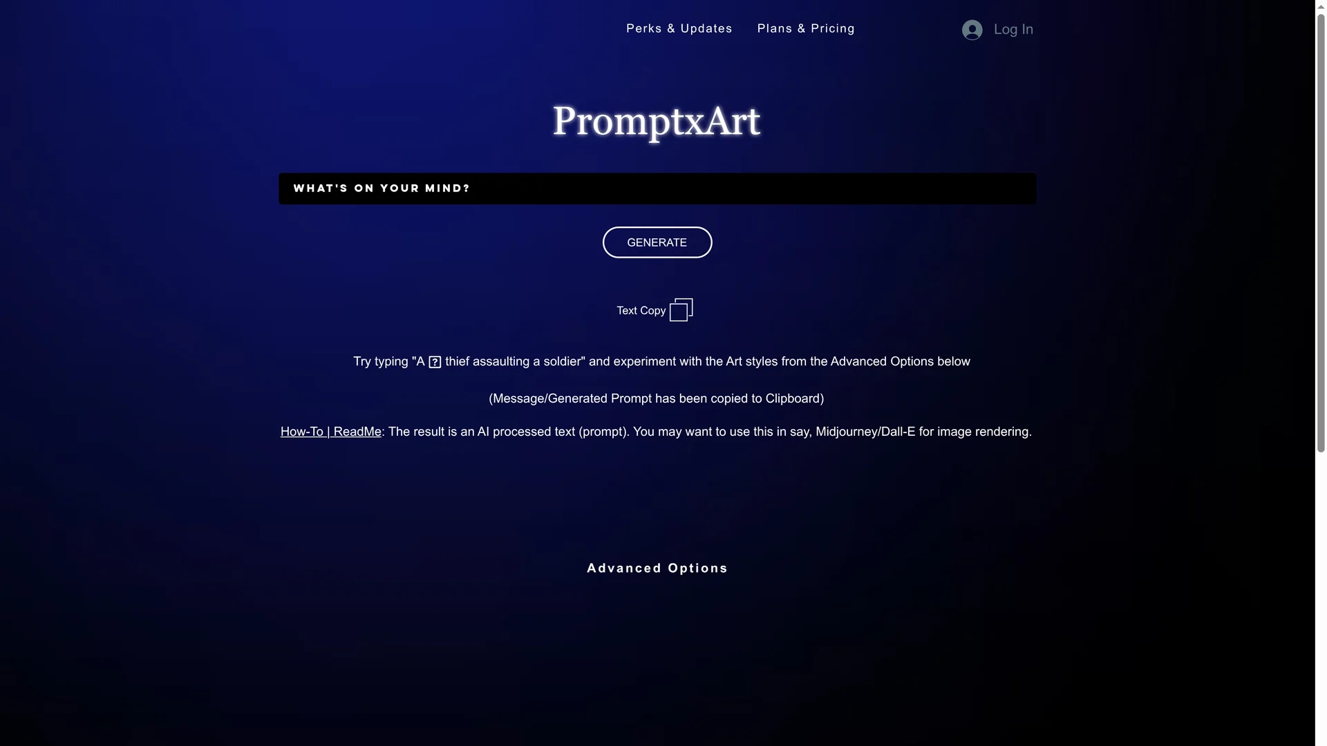 promptxart homepage