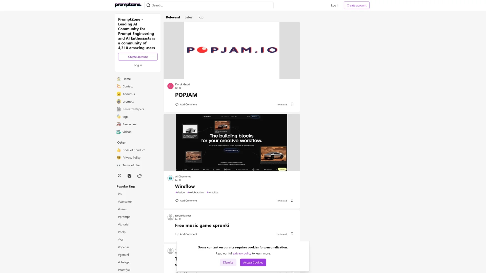 promptzone homepage
