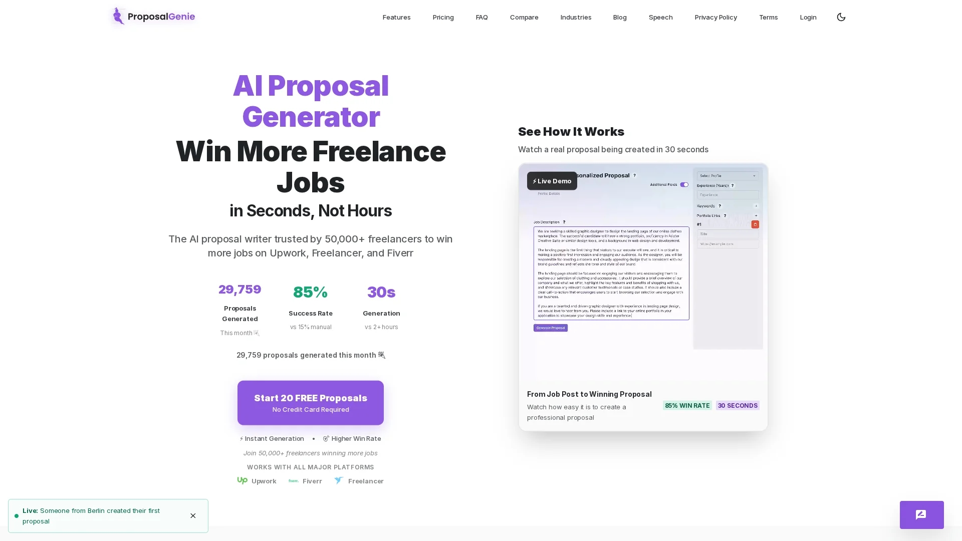 proposal-genie homepage