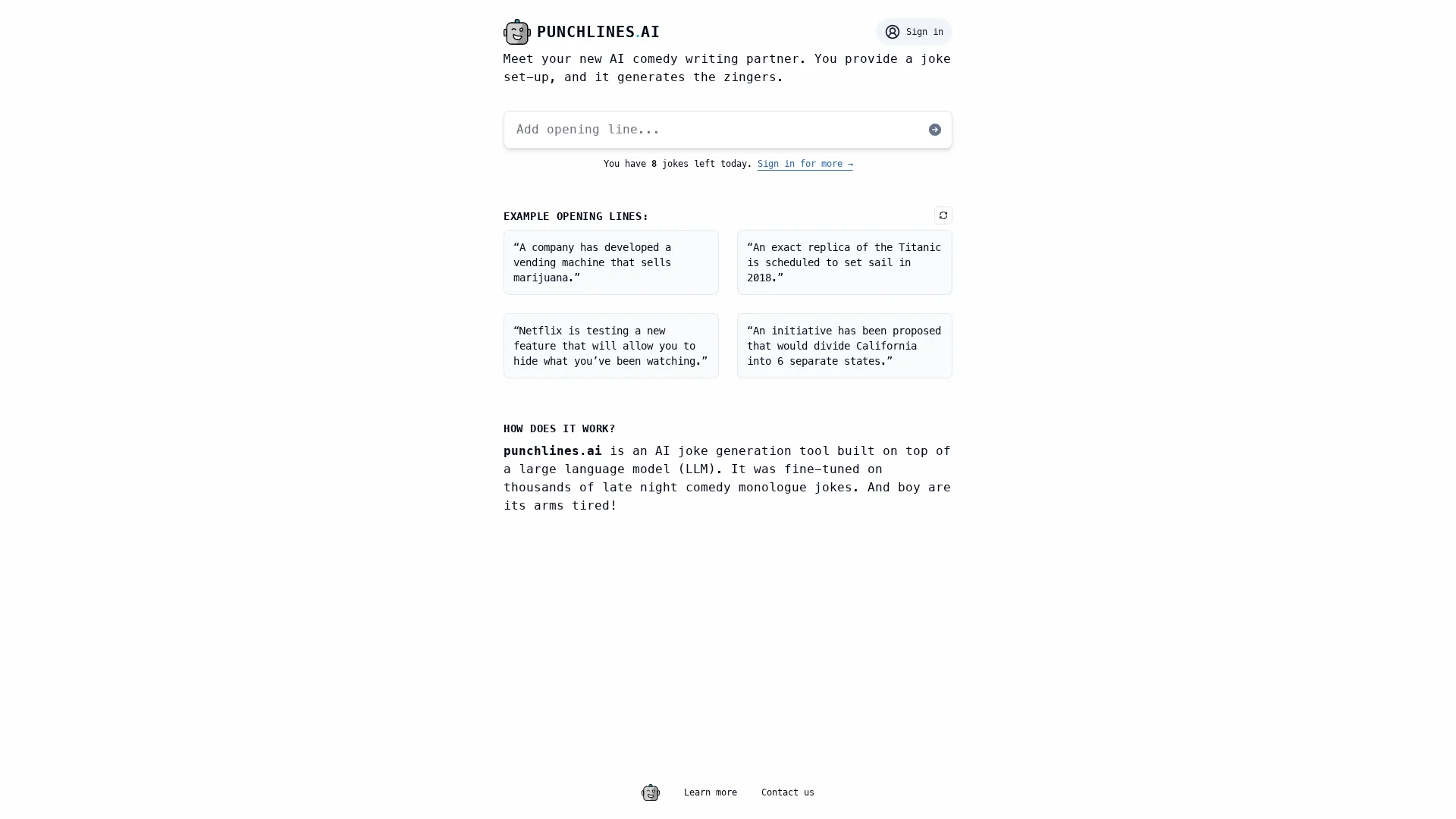 punchlines-ai homepage