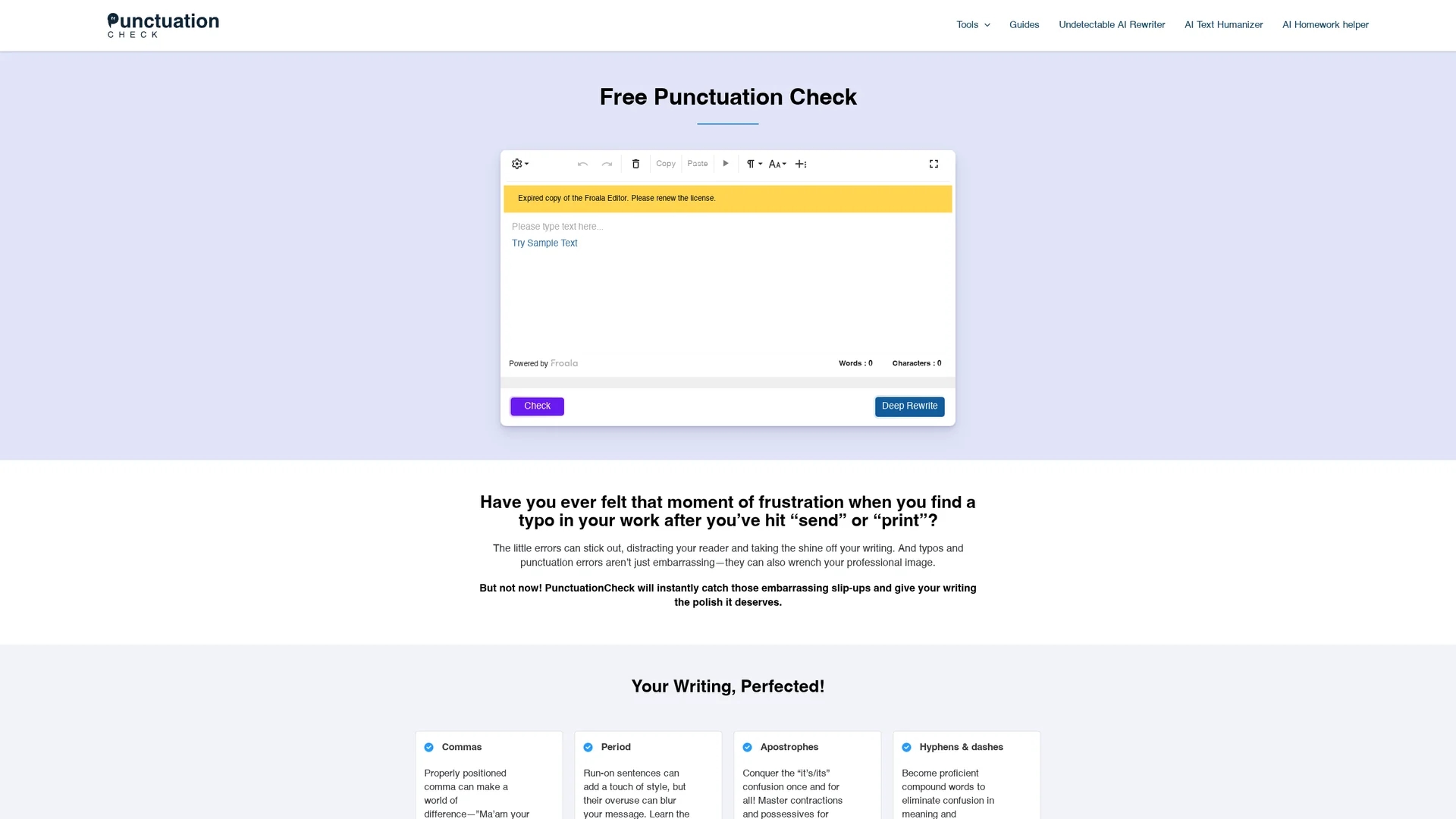 punctuation-check homepage