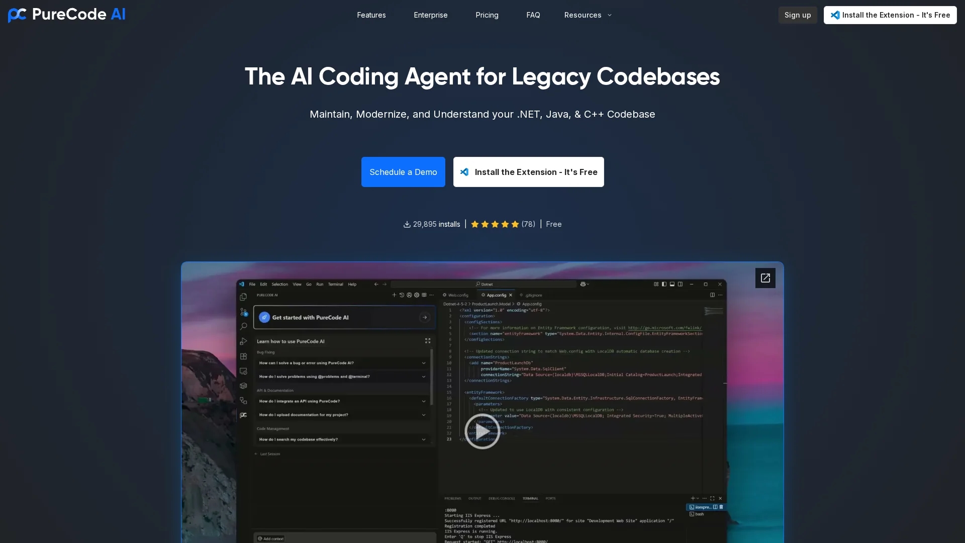 purecode-ai homepage