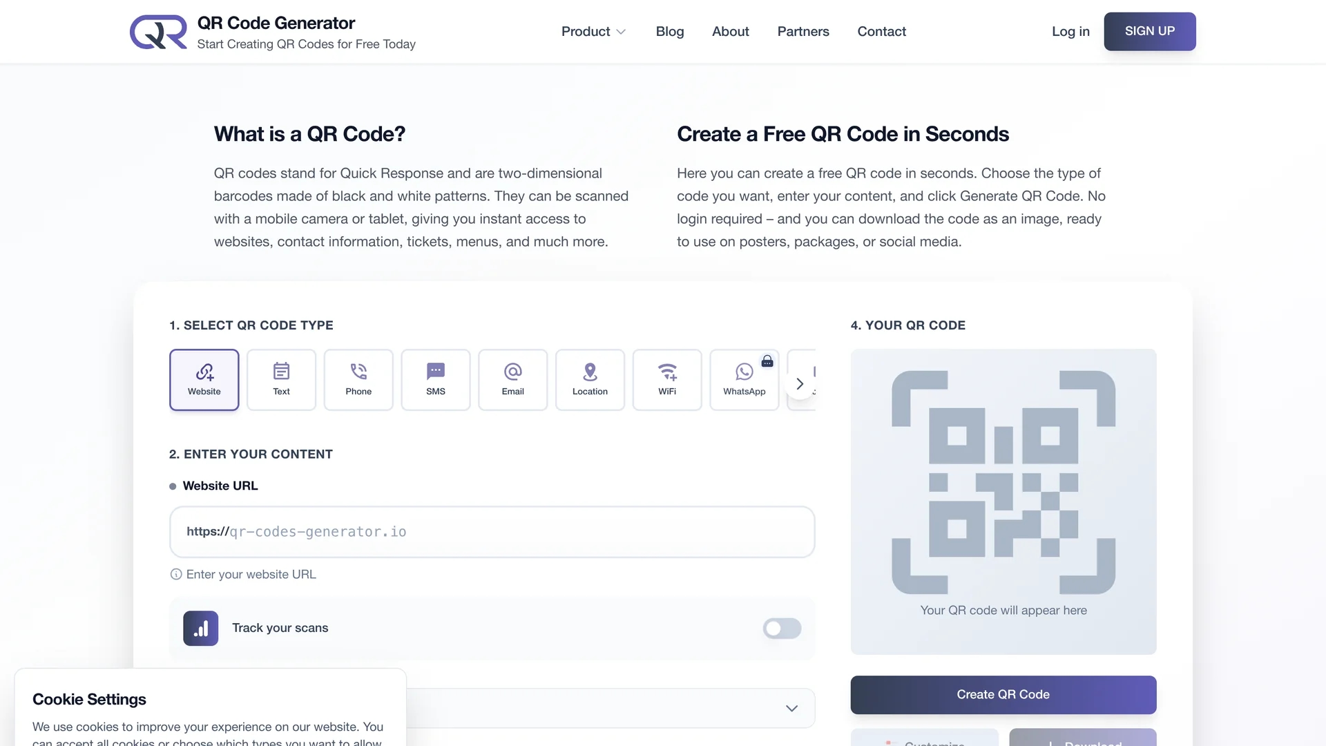 qr-code-generator homepage