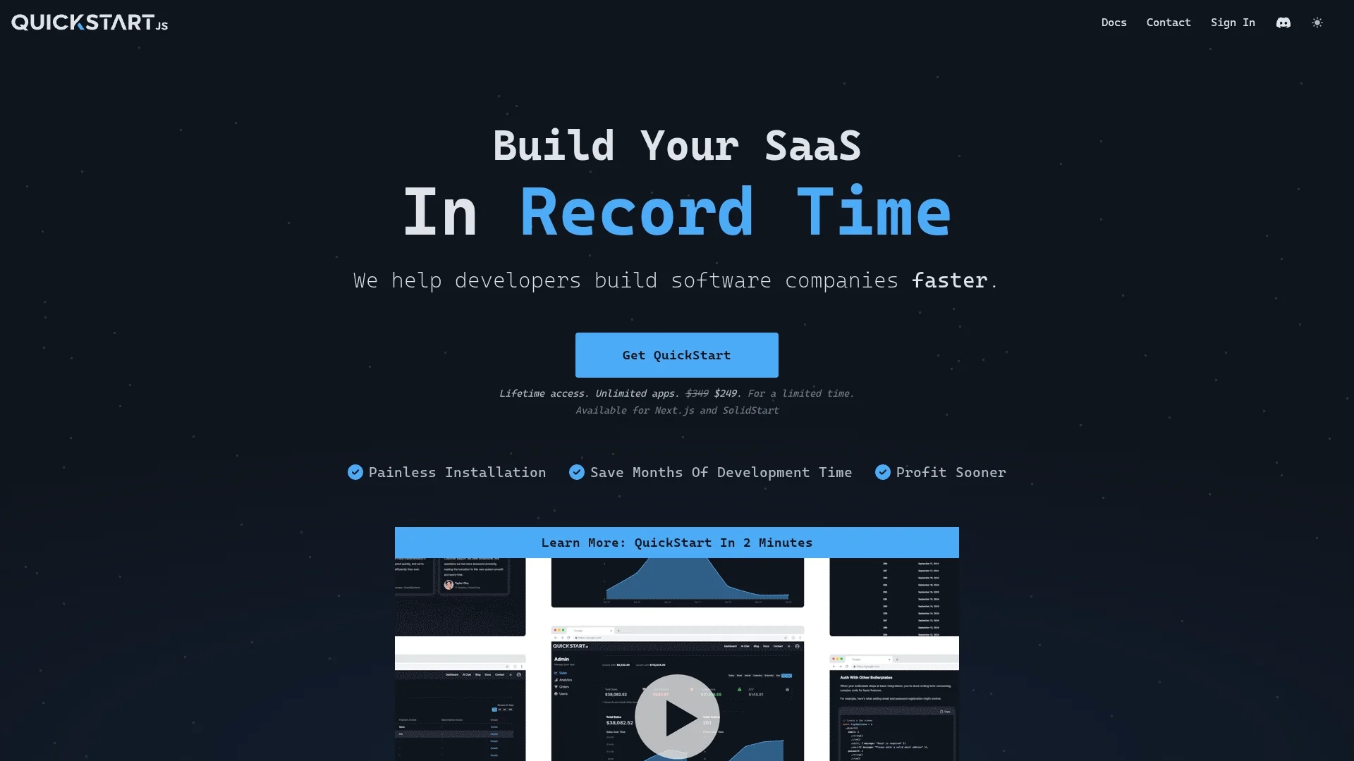 quickstart homepage