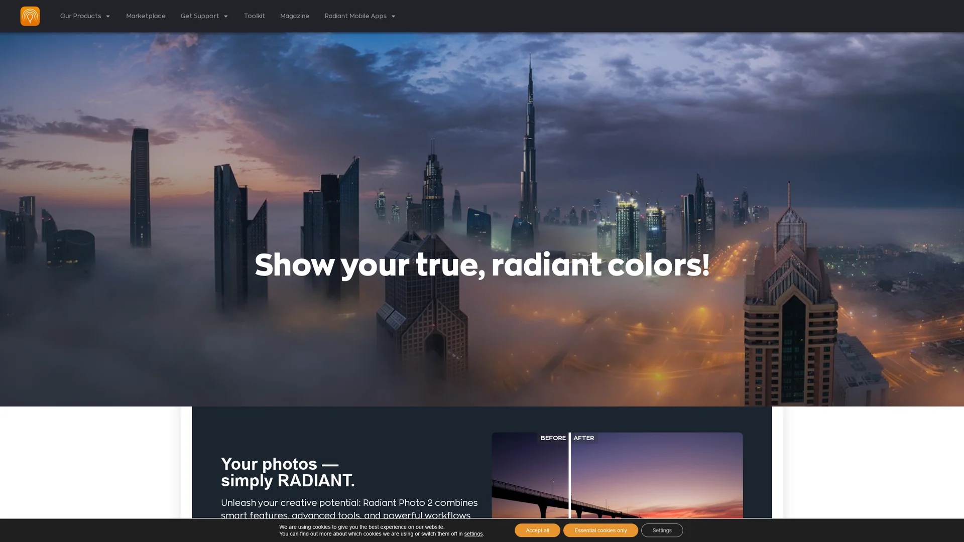 radiant-photo homepage