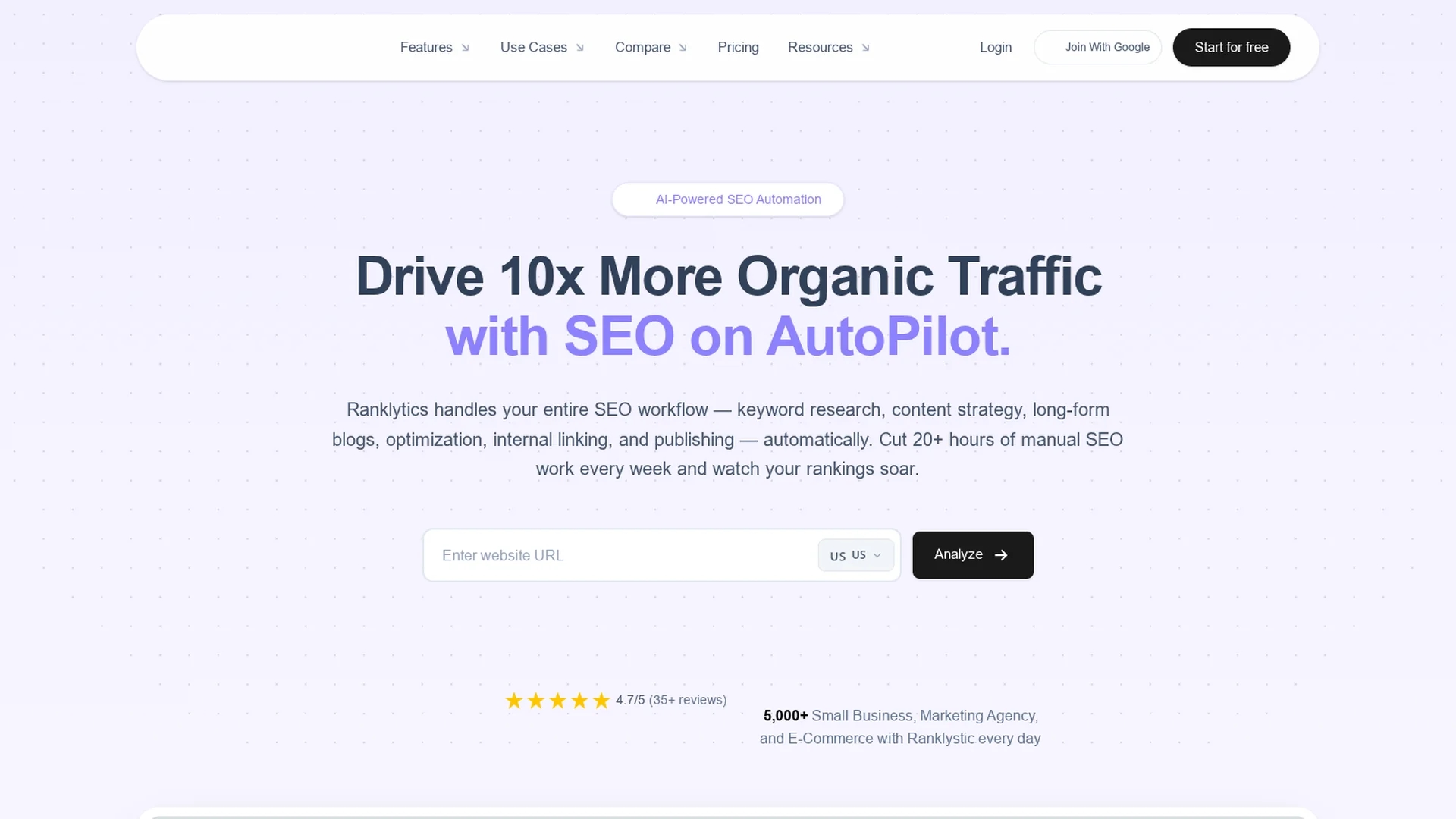 ranklytics homepage