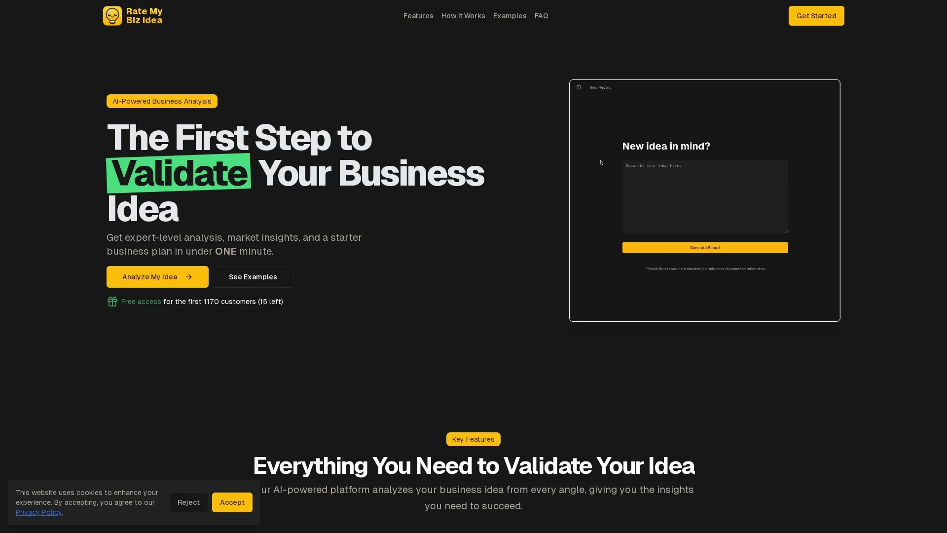 ratemybizidea homepage